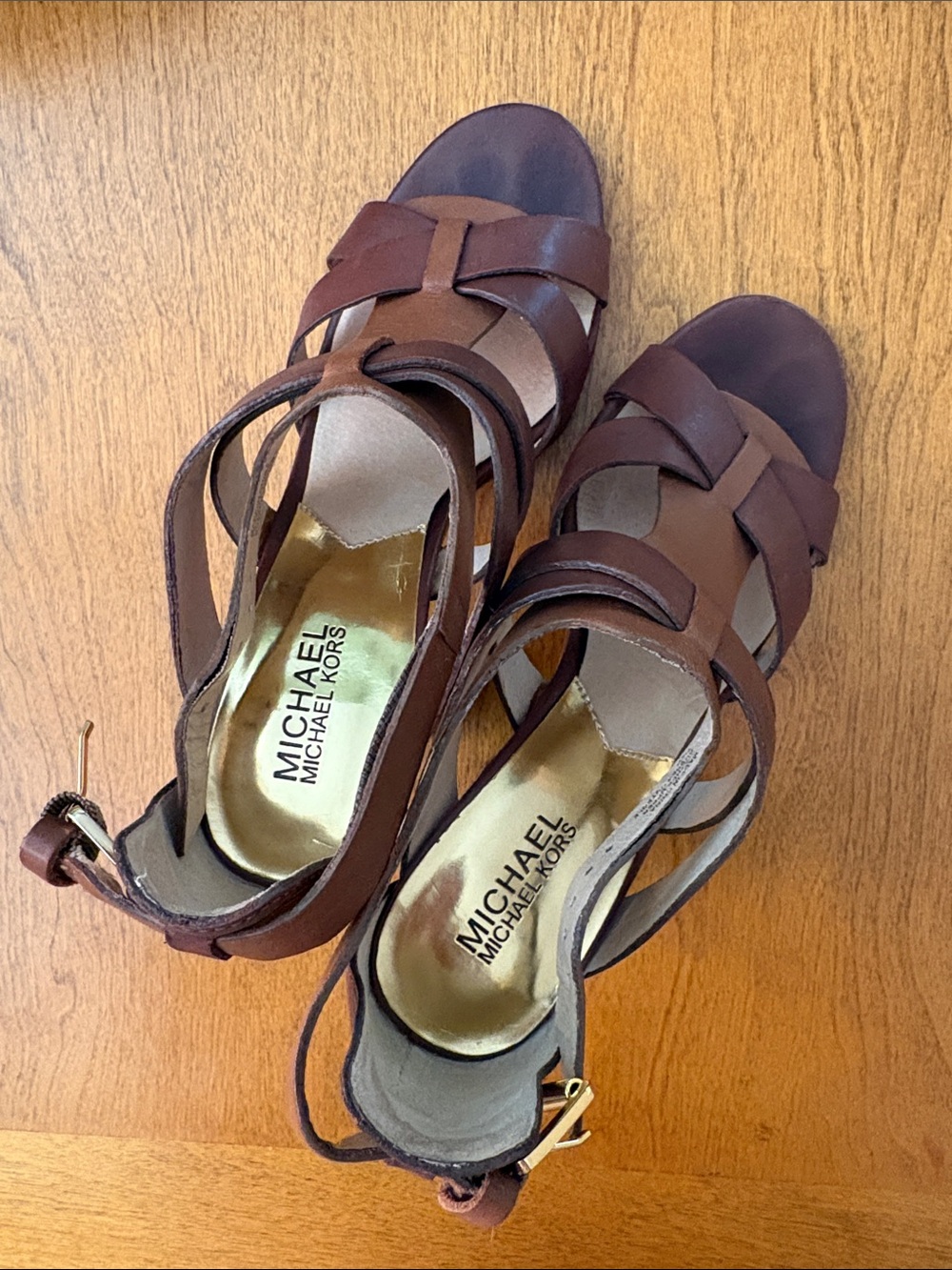 MICHAEL Michael Kors Brown Leather Strappy Heel Sandals